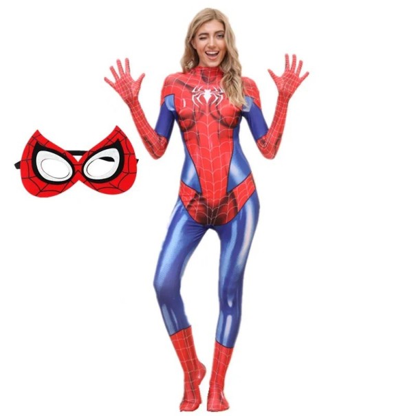 Damski kostium Spidermana z maską na oczy Kostium damski Spiderman Cosplay Kostium Spidermana Kostium karnawałowy Maska Halloween Kostium superbohatera dla kobiet XS