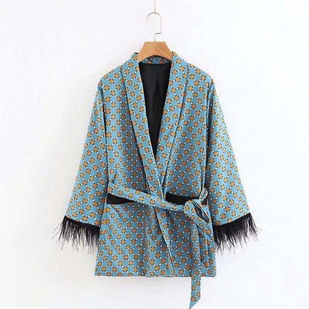 Damski płaszcz Kimono + spodnie z wzorem M płaszcz