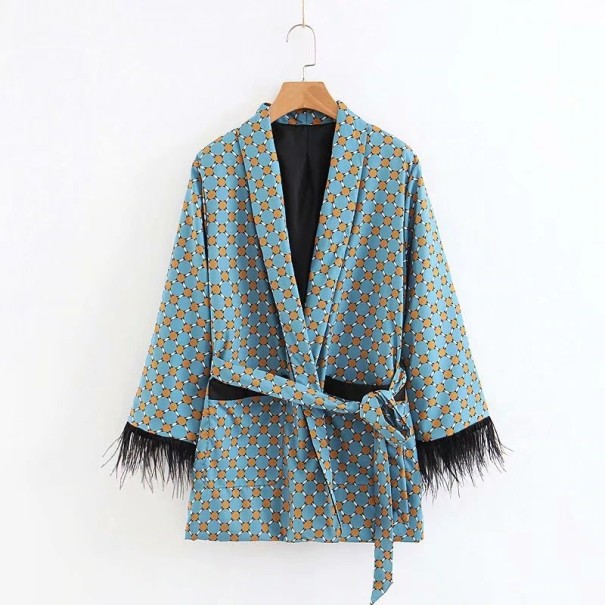 Damski płaszcz Kimono + spodnie z wzorem S płaszcz