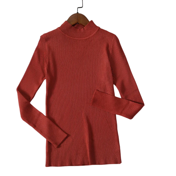 Damski pleciony sweter z bawełny i akrylu z okrągłym dekoltem Elegancki jednokolorowy sweter z długimi rękawami Uniwersalny rozmiar do codziennego noszenia cegły
