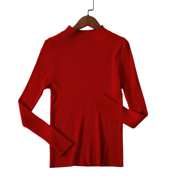 Damski pleciony sweter z bawełny i akrylu z okrągłym dekoltem Elegancki jednokolorowy sweter z długimi rękawami Uniwersalny rozmiar do codziennego noszenia czerwony