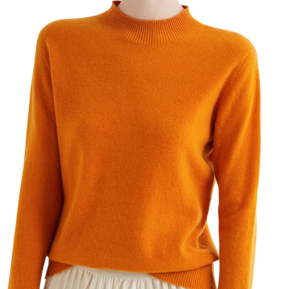 Damski sweter pleciony z acetatu i bawelny z okraglym dekoltem Jednobarwny elegancki sweter z dlugim rekawem Uniwersalny rozmiar do codziennego noszenia pomarańczowy