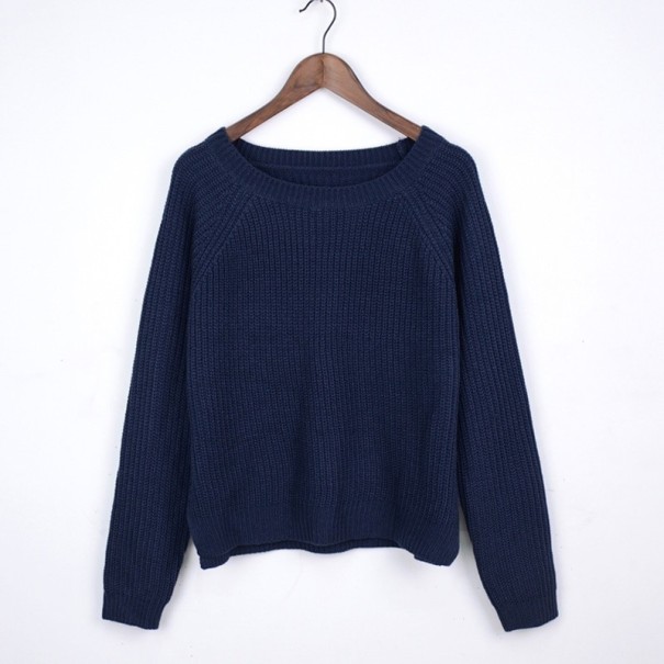 Damski sweter z dzianiny B42 ciemnoniebieski S