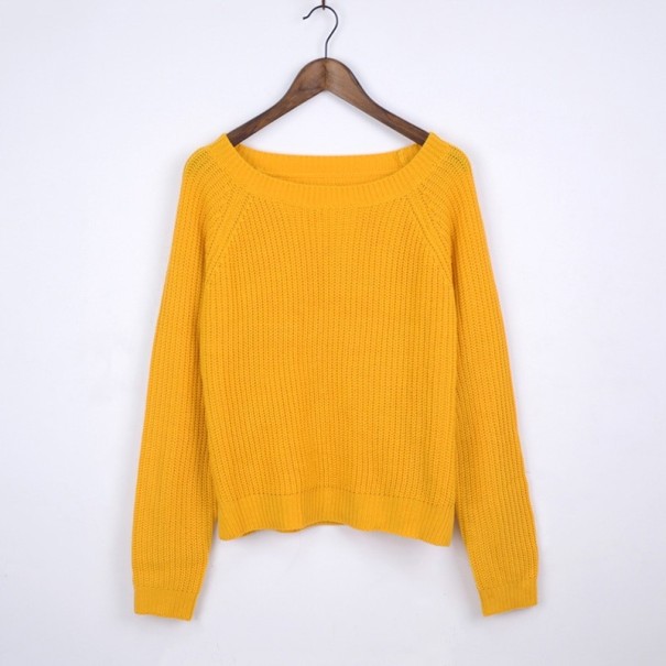 Damski sweter z dzianiny B42 żółty M
