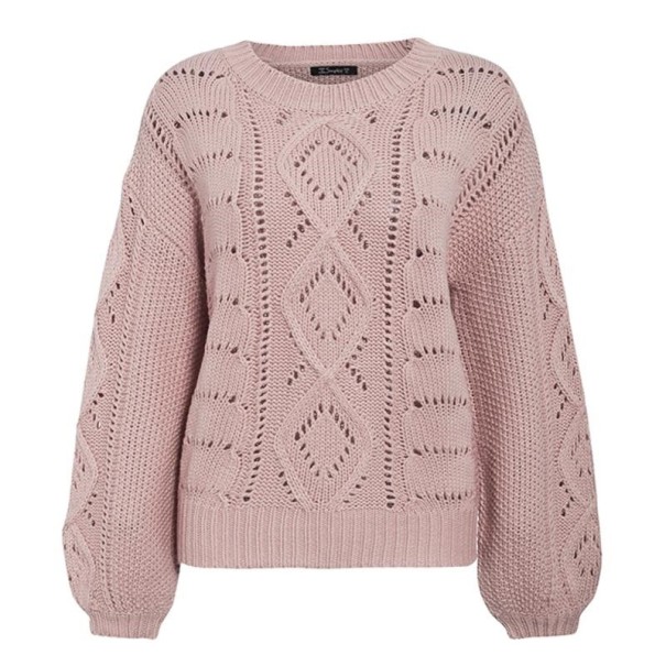 Damski sweter z dzianiny B45 stary różowy S