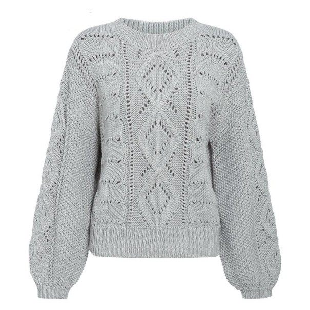 Damski sweter z dzianiny B45 szary L