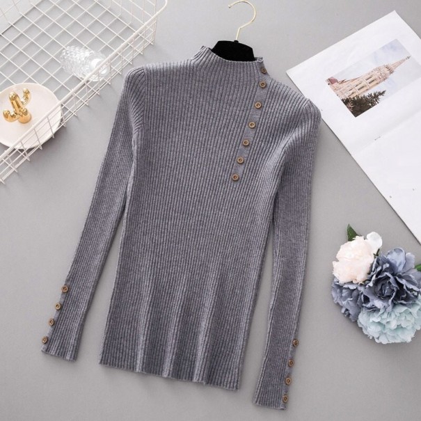 Damski sweter z guzikami szary M