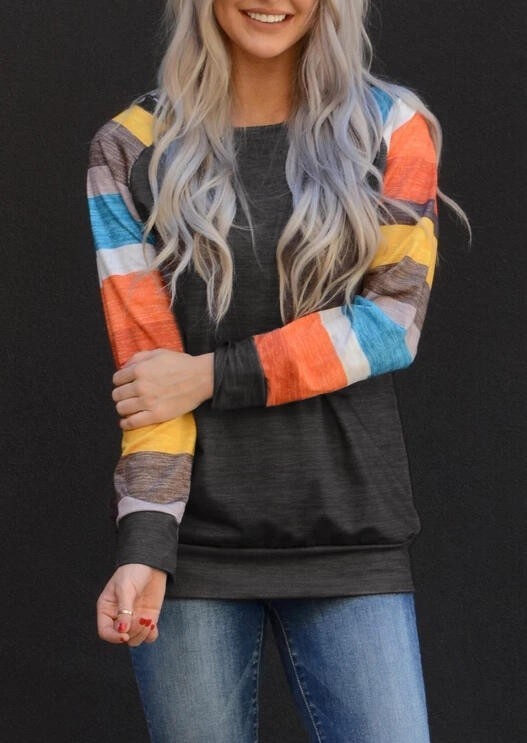Damski sweter z kolorowymi rękawami XS