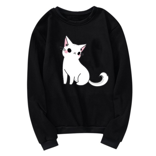 Damski sweter z nadrukiem z kotami czarny S