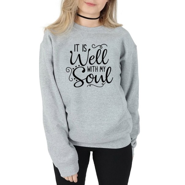 Damski sweter z napisem szary XS