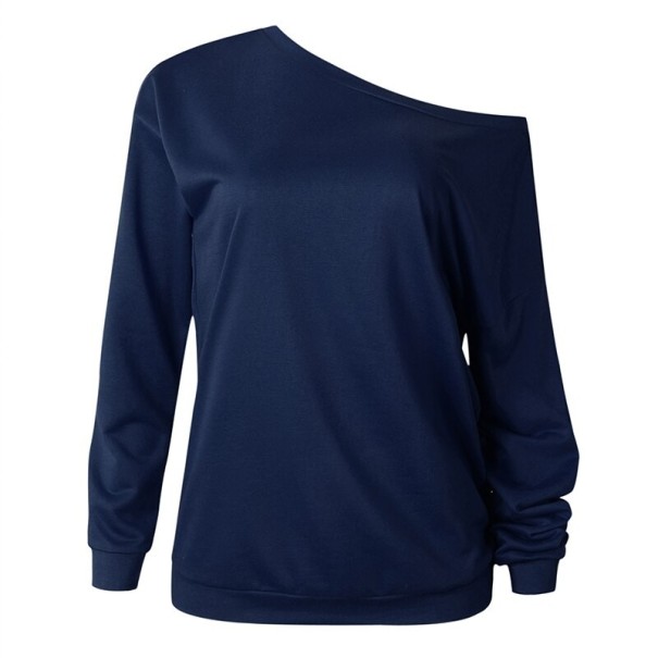 Damski sweter z opadającym ramieniem ciemnoniebieski L