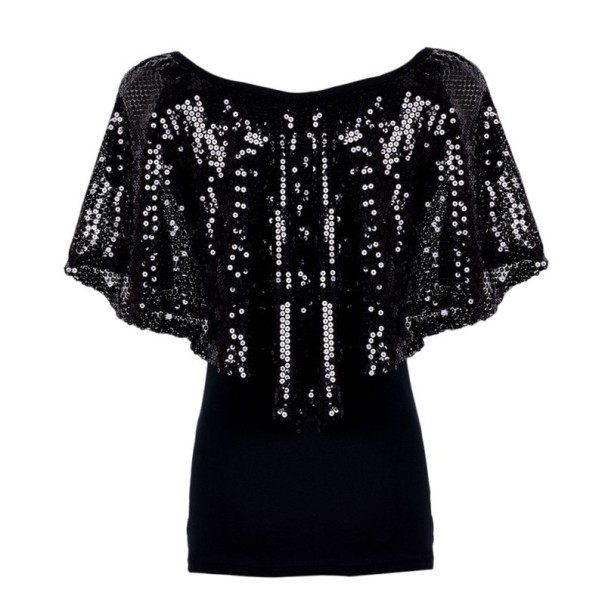 Damski top z cekinami czarny S
