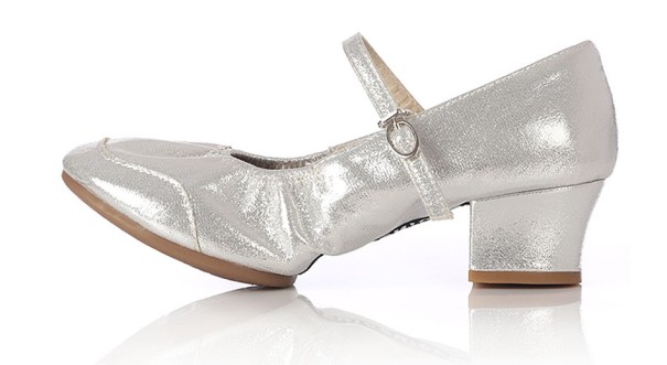 Damskie błyszczące buty do tańca srebrny 42