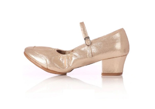 Damskie błyszczące buty do tańca złoto 42