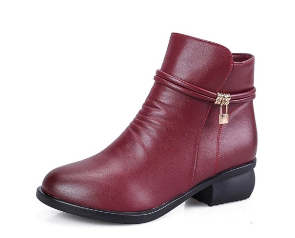 Damskie buty zimowe z futrem A3 wino 36