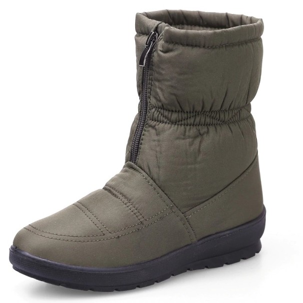 Damskie buty zimowe z zapięciem z przodu J838 zieleń wojskowa 40