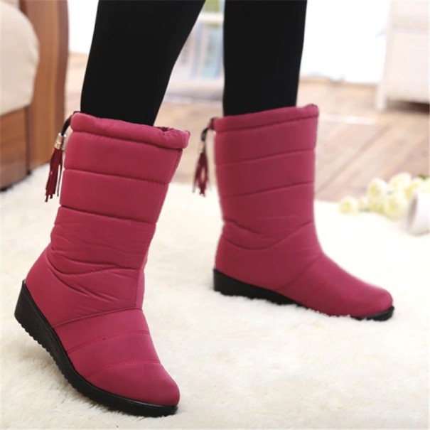 Damskie buty zimowe z zapięciem z tyłu J1195 czerwony 42