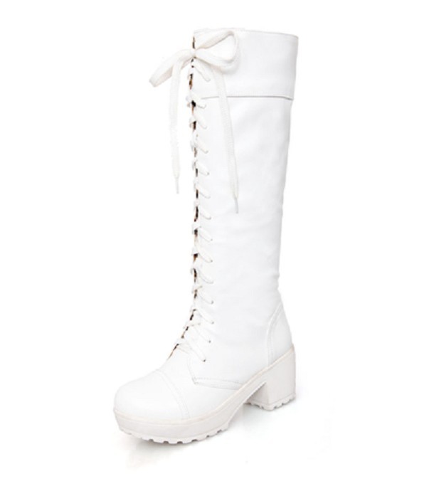 Damskie buty zimowe ze sznurowaniem J1199 biały 43