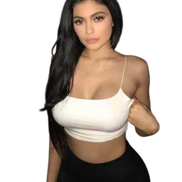 Damskie crop topy Tylko ramiona Okrągły dekolt Jednokolorowy krótki top z poliestru i bawełny Wygodny letni model biały S