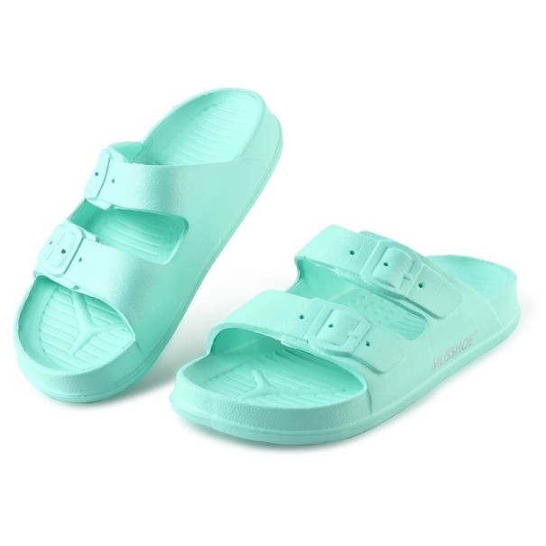 Damskie, elastyczne, lekkie kapcie z ergonomiczną wkładką Letnie buty z dwoma regulowanymi klamrami Wygodne buty zarówno do chodzenia w domu, jak i na zewnątrz w upały zielony 40