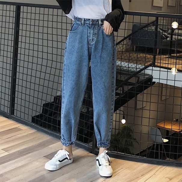 Damskie jeansy 3/4 luźne ciemnoniebieski S