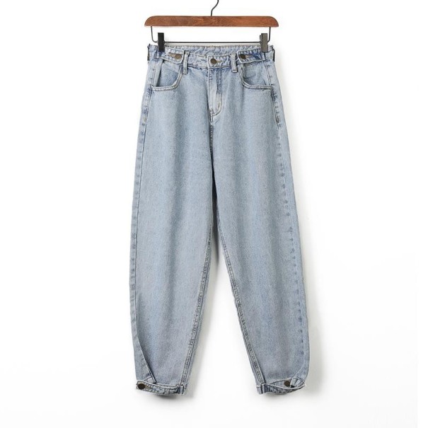 Damskie jeansy 3/4 luźne jasnoniebieski S