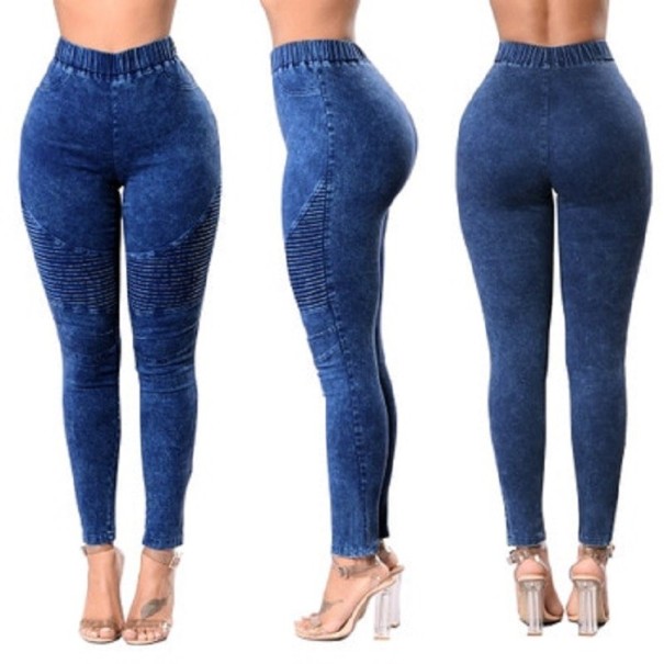 Damskie jeansy fitness ciemnoniebieski XS