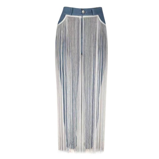 Damskie jeansy skinny z frędzlami S