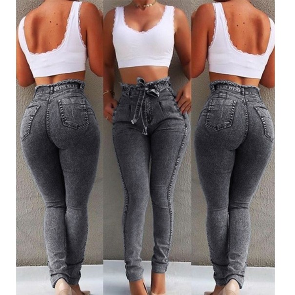 Damskie jeansy typu push-up czarny XXL