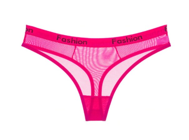 Damskie przezroczyste stringi FASHION różowy M/L