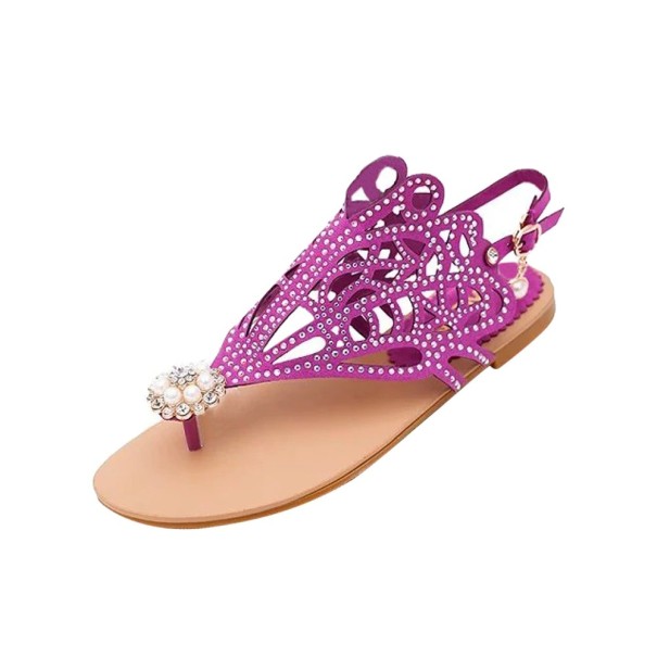Damskie sandały z ornamentem fioletowy 39
