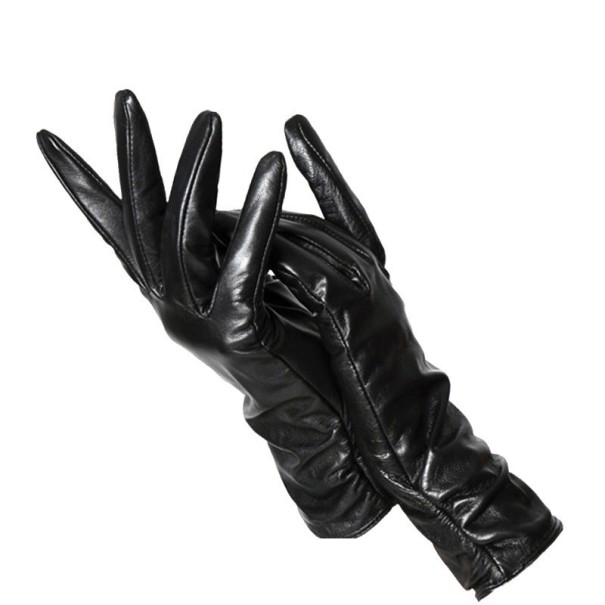 Damskie skórzane rękawiczki czarny S