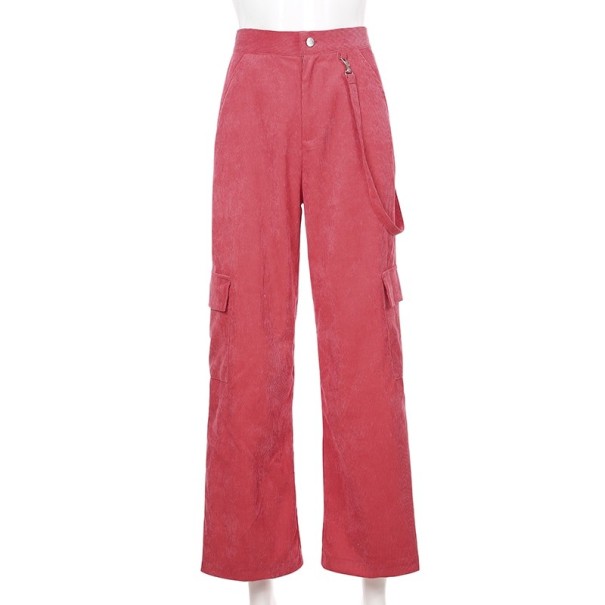 Damskie spodnie cargo różowe M