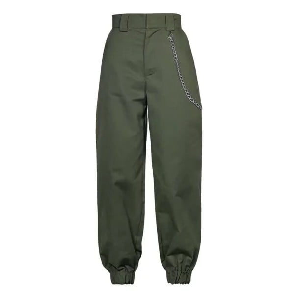 Damskie spodnie jogger z łańcuchem zieleń wojskowa XS