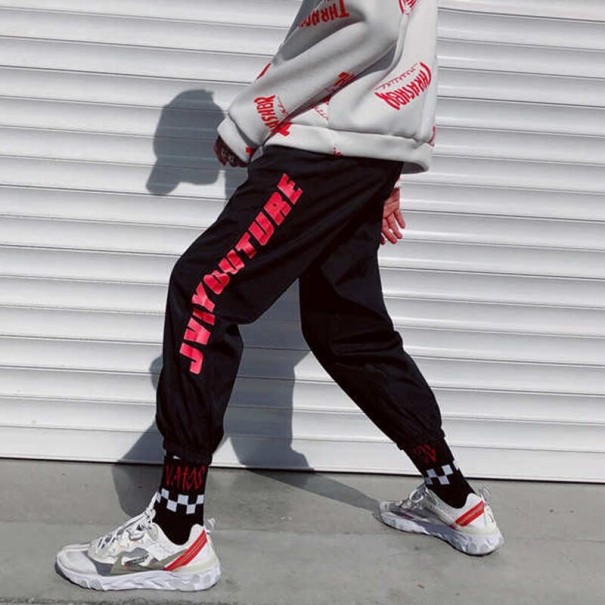 Damskie spodnie jogger z napisem czarny XS