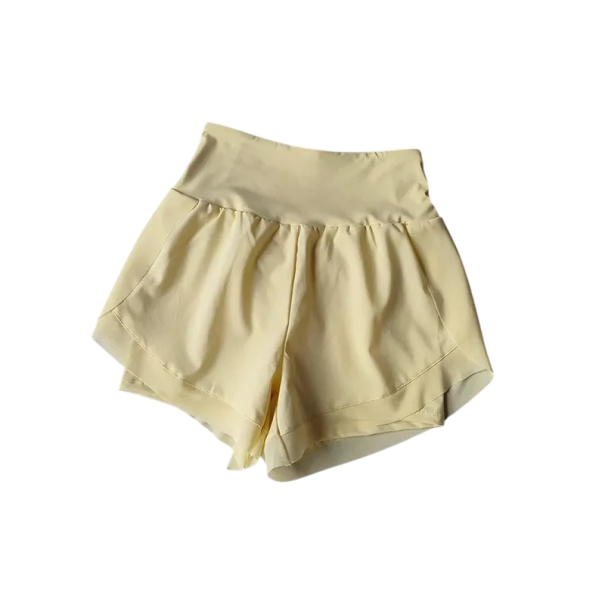 Damskie sportowe szorty Wysoki pas Jednolite Nylon Poliester Spandex Elastyczne szorty fitness do biegania ćwiczeń jogi żółty XS