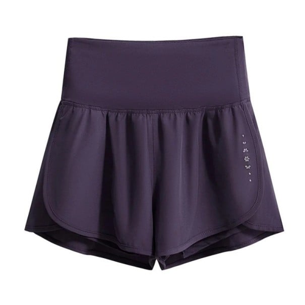 Damskie sportowe szorty Wysoki pas Z kieszeniami Jednolite Wykonanie Poliester Spandex Elastyczne funkcjonalne szorty do biegania fioletowy XS