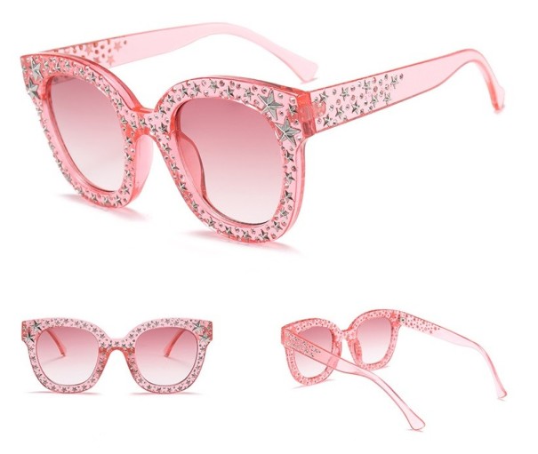 Damskie stylowe retro okulary przeciwsłoneczne J3017 różowy
