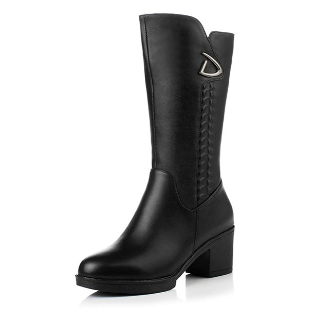 Damskie zimowe buty z wełny czarny 42