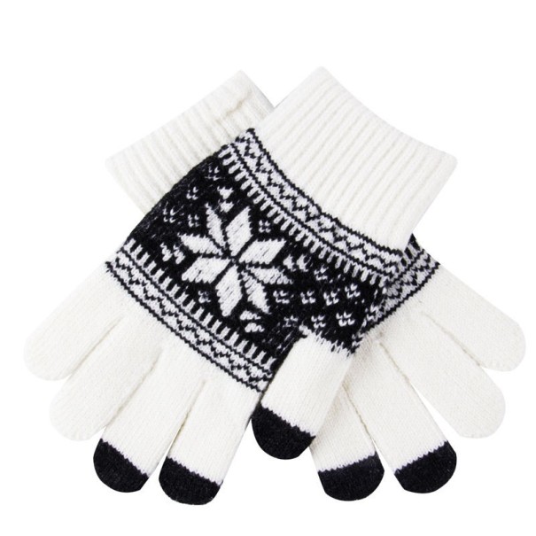 Damskie zimowe rękawiczki dotykowe biały