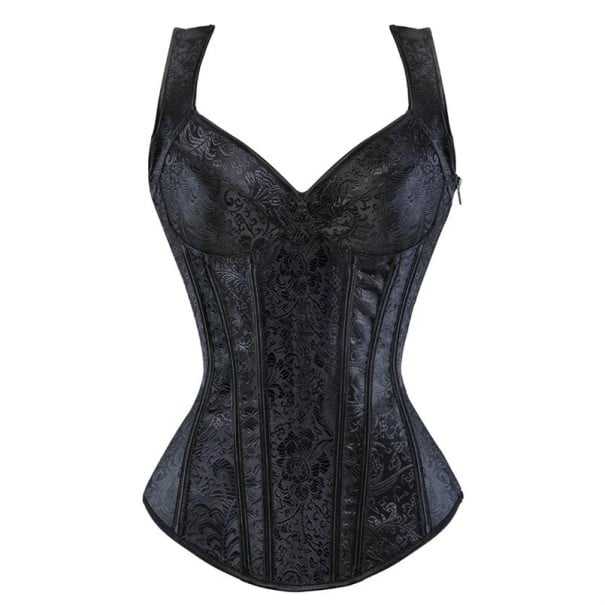 Damskorset Enfärgad V-ringning Spagettiband Tecken Polyester Spandex Elegantiskt underkläder Modern topp svart XS