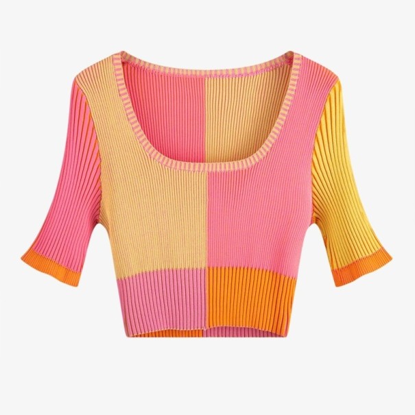 Dámský barevný crop top růžová S