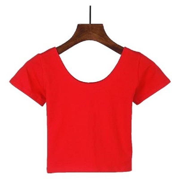 Dámsky basic crop top červená M