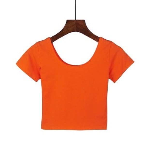 Dámský basic crop top oranžová S
