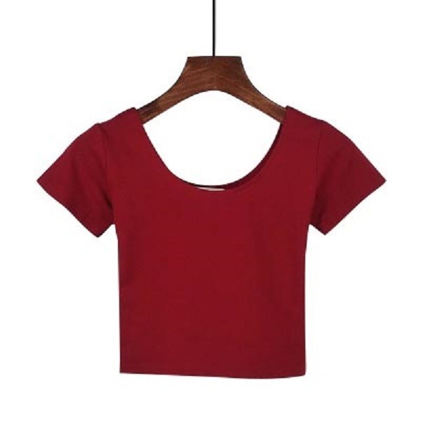 Dámsky basic crop top vínová S
