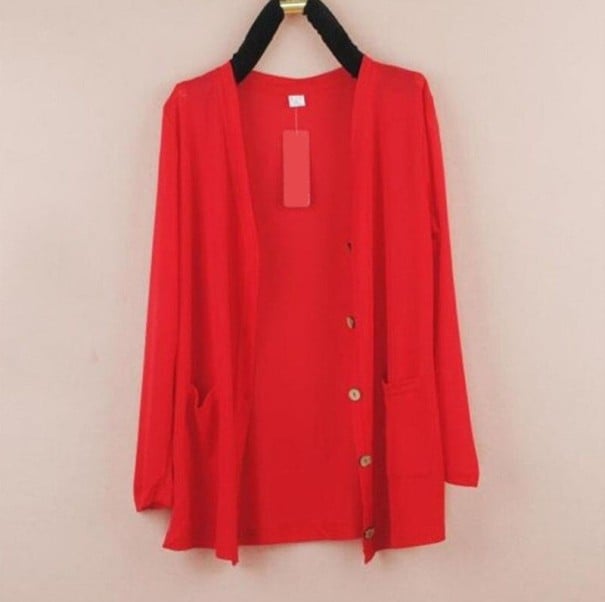 Dámský cardigan P1893 červená L