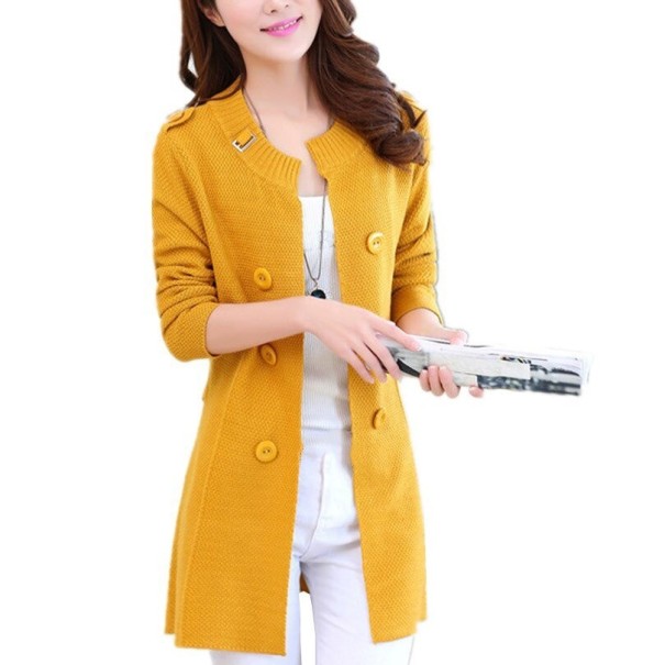 Dámský cardigan s knoflíky A2338 tmavě žlutá XS
