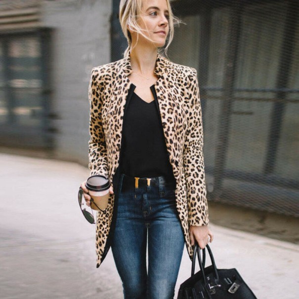 Dámsky cardigan s leopardím vzorom XXL