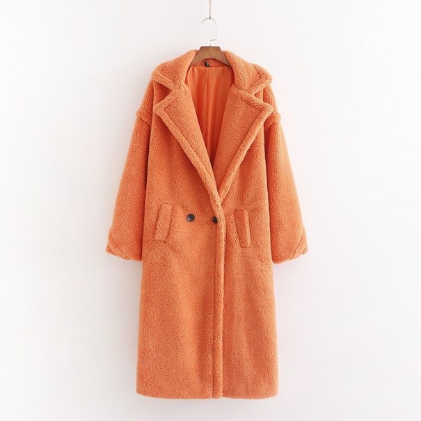 Dámský chlupatý kabát oranžová S