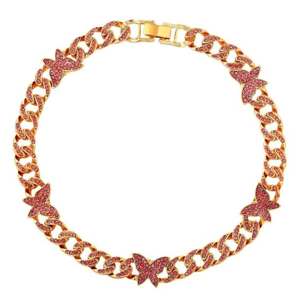 Dámský choker náhrdelník s motýly zlatá 2